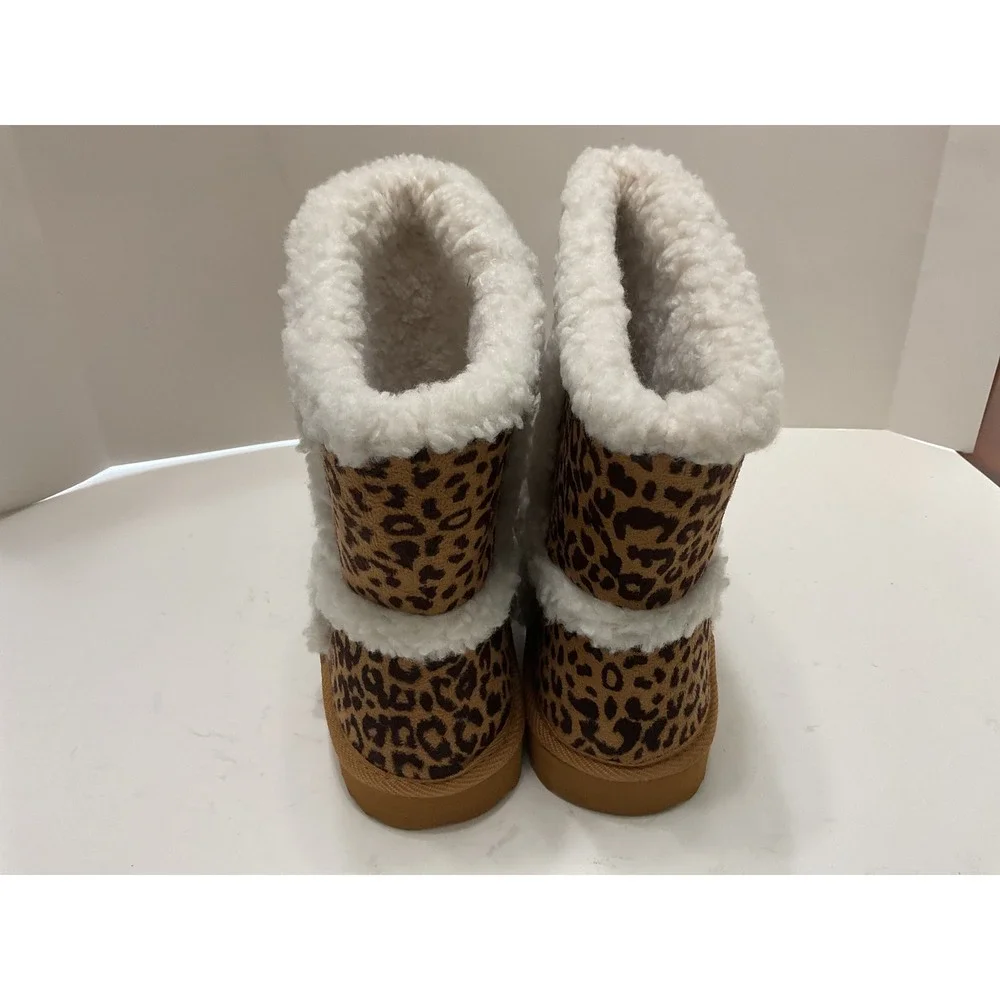 Yoki Blythe-05 Womens Leopard Print Faux Shearling Winter Boots Size 11 NEW Sh1